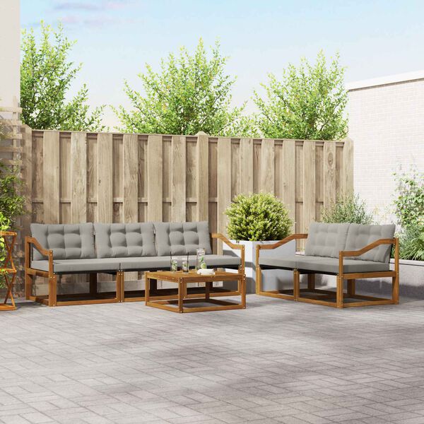 vidaXL Ensemble de canap&eacute;s d'ext&eacute;rieur 6 pcs Gris Naturel et Clair