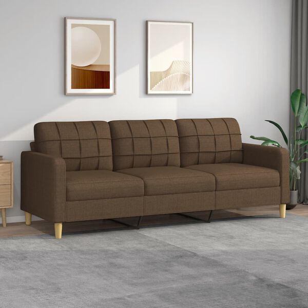 vidaXL Canap&eacute; &agrave; 3 places Marron 210 cm Tissu