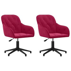 vidaXL Chaises pivotantes &agrave; manger lot de 2 Rouge bordeaux Velours