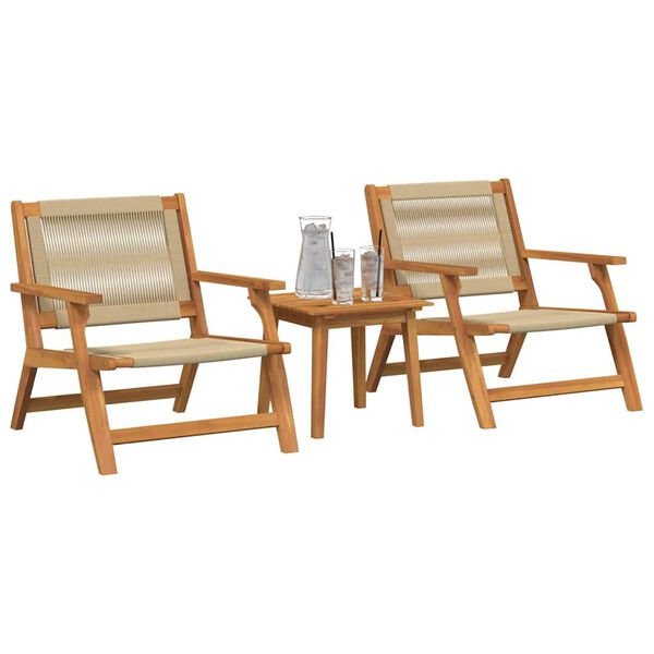vidaXL Chaises de jardin avec table 3 pcs Beige Bois d'Acacia Massif