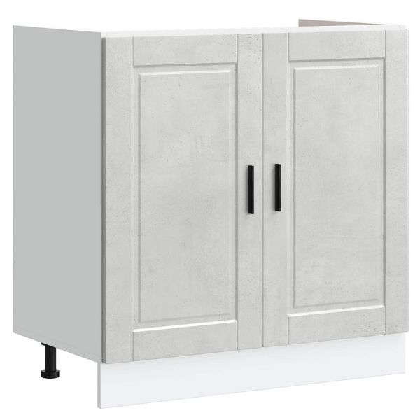 vidaXL Meuble sous &eacute;vier avec porte Porto 2 pcs Gris Bois d'ing&eacute;nierie