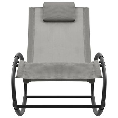 vidaXL Chaise longue avec oreiller acier et textilène gris