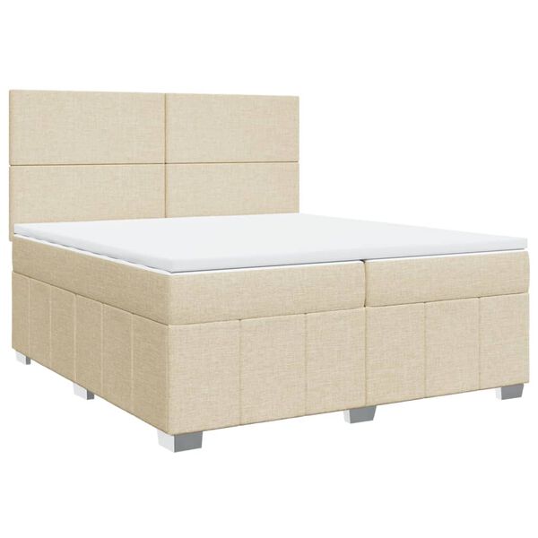 vidaXL Sommier &agrave; lattes de lit avec matelas Cr&egrave;me 200x200 cm Tissu