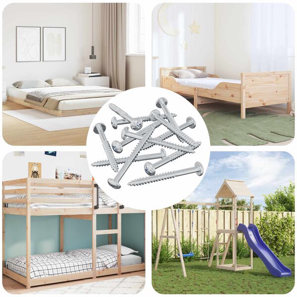 vidaXL Vis en bois 12 pcs Argent&eacute; 9,8 x 53 mm Acier