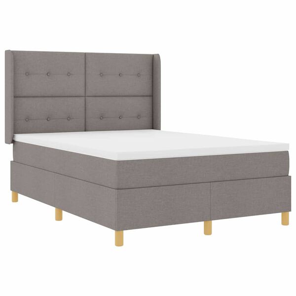 vidaXL Lit &agrave; ressorts avec matelas Taupe 140 x 190 cm tissu