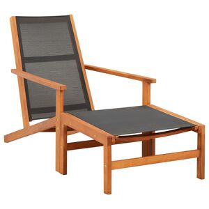 vidaXL Chaise de jardin et repose-pied Eucalyptus solide et textil&egrave;ne