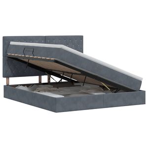 vidaXL Lit avec rangement et matelas Gris fonc&eacute; 160 x 200 cm Velours