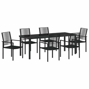 vidaXL Ensemble de salle &agrave; manger pour jardin 7 pcs Noir