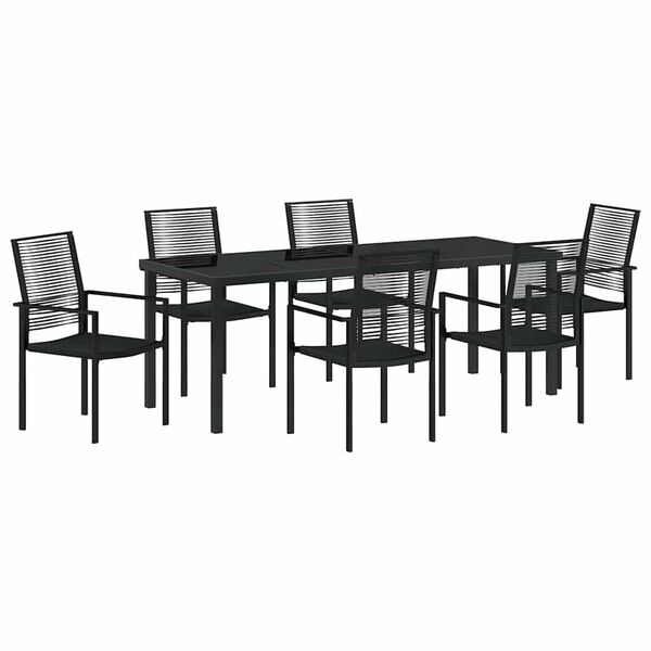 vidaXL Ensemble de salle &agrave; manger pour jardin 7 pcs Noir