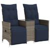 vidaXL Canap&eacute; de jardin inclinable 2 places avec Table en r&eacute;sine tress&eacute;e grise