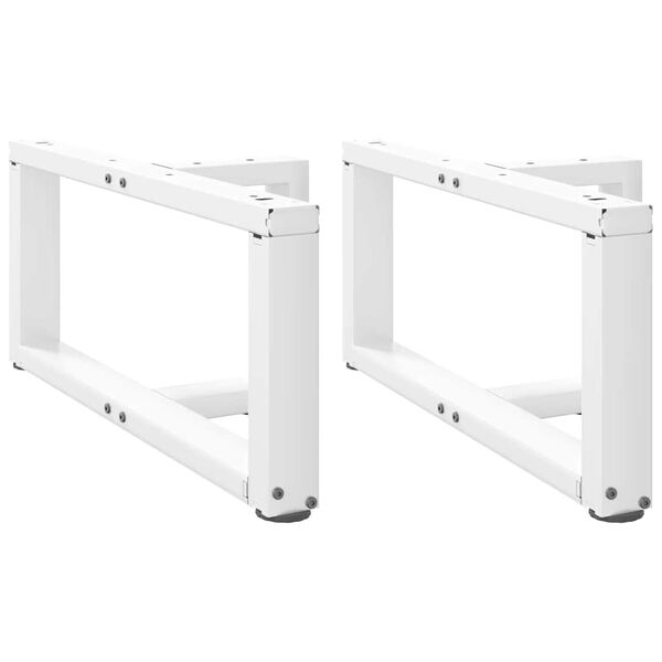 vidaXL Pieds de table basse en T, 2 pi&egrave;ces, blanc, 60 x 25 x (30-31) cm, acier