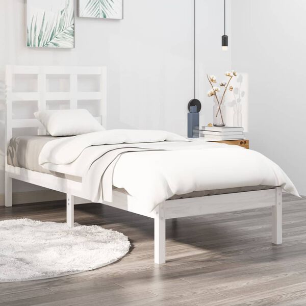 vidaXL Cadre de lit sans matelas blanc 75x190 cm bois massif