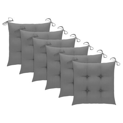 vidaXL Chaises de jardin avec coussins gris 6 pcs Bois de teck massif