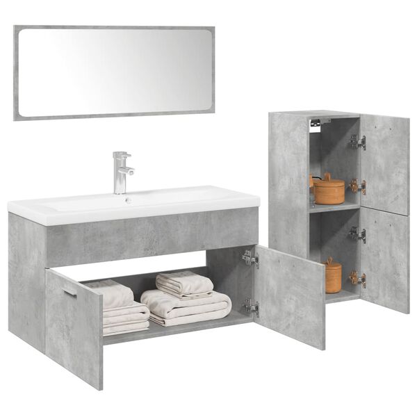vidaXL Ensemble de meubles de salle de bain 4 pcs gris b&eacute;ton