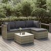 vidaXL Salon de jardin 5 pcs avec coussins Gris Résine tressée