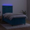 vidaXL Sommier &agrave; lattes de lit avec matelas et LED Bleu fonc&eacute; 90x190cm