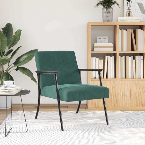 vidaXL fauteuil Vert fonc&eacute; 59 x 75 x 78 cm Velours