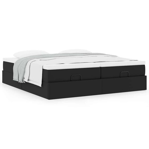 VidaXL Cadre de lit ottoman avec matelas noir 200x200 cm similicuir