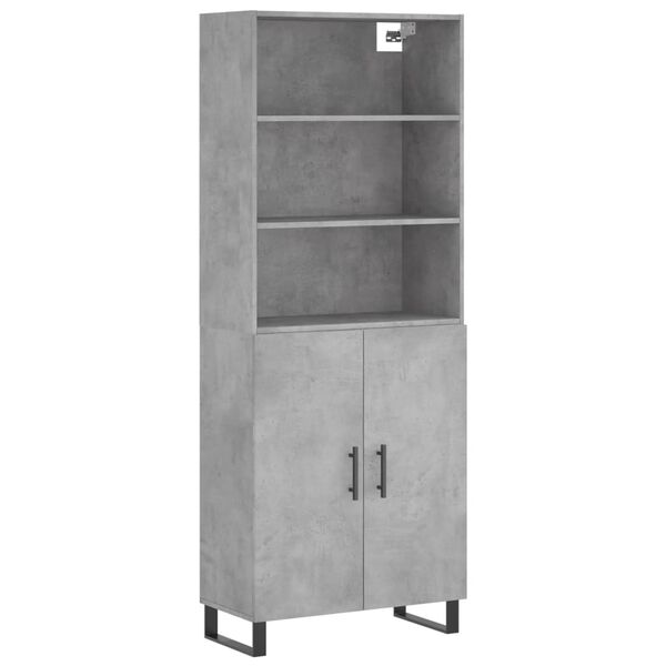 vidaXL Buffet haut Gris b&eacute;ton 69,5x34x180 cm Bois d'ing&eacute;nierie