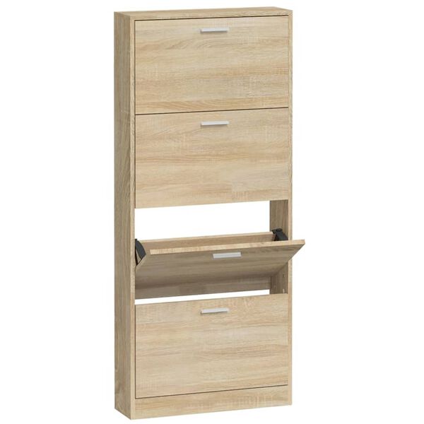 vidaXL Armoire &agrave; chaussures Ch&ecirc;ne 59x17x150 cm Bois d'ing&eacute;nierie
