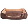 vidaXL Lit pour chiens avec coussin Cuir artificiel PU Taille S Marron