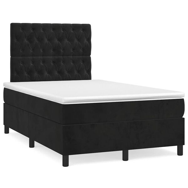 vidaXL Sommier &agrave; lattes de lit avec matelas noir 120x190 cm velours