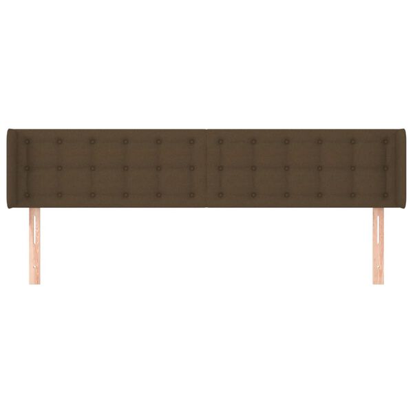 vidaXL T&ecirc;te de lit avec oreilles Marron Fonc&eacute; 183x16x78/88 cm Tissu