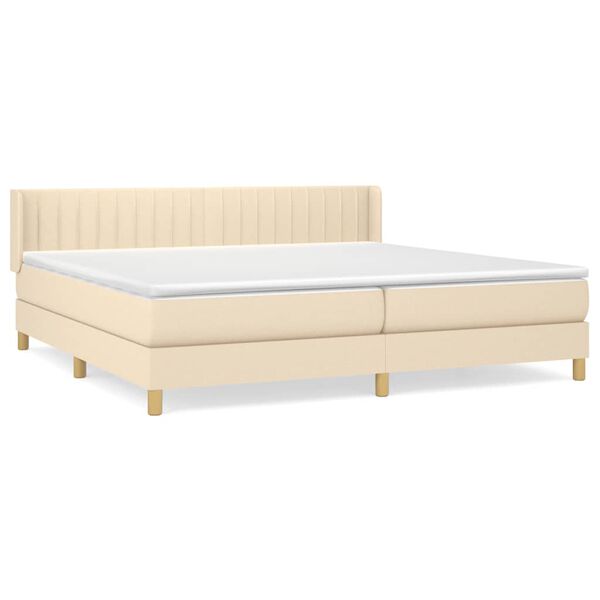 vidaXL Sommier &agrave; lattes de lit avec matelas Cr&egrave;me 200x200 cm Tissu