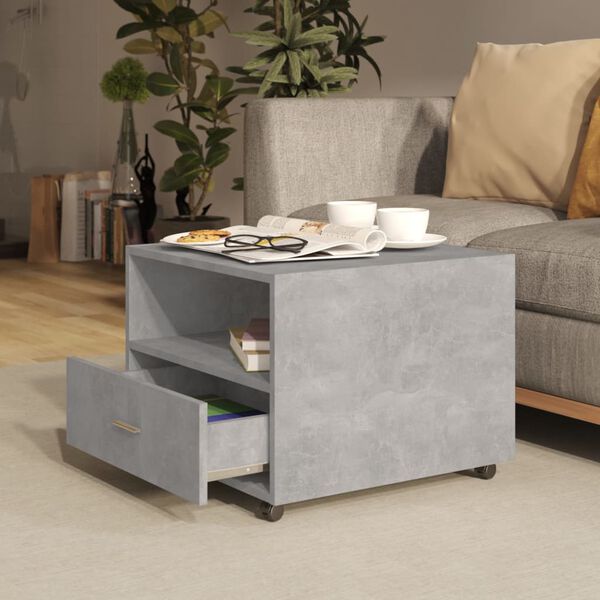vidaXL Table basse gris béton 55x55x40 cm bois d'ingénierie