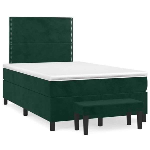 vidaXL Sommier &agrave; lattes de lit et matelas Vert fonc&eacute; 120x200cm Velours