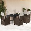 vidaXL Ensemble &agrave; manger de jardin et coussins 7 pcs marron rotin