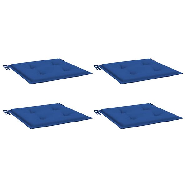 vidaXL Coussins de chaise de jardin lot de 4 bleu royal 40x40x4 cm