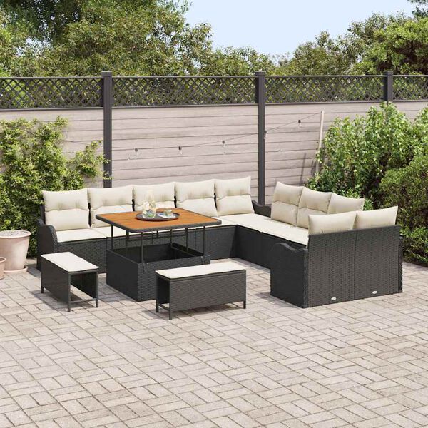 vidaXL Ensemble de canapé de jardin 13 pcs Noir polyrotin