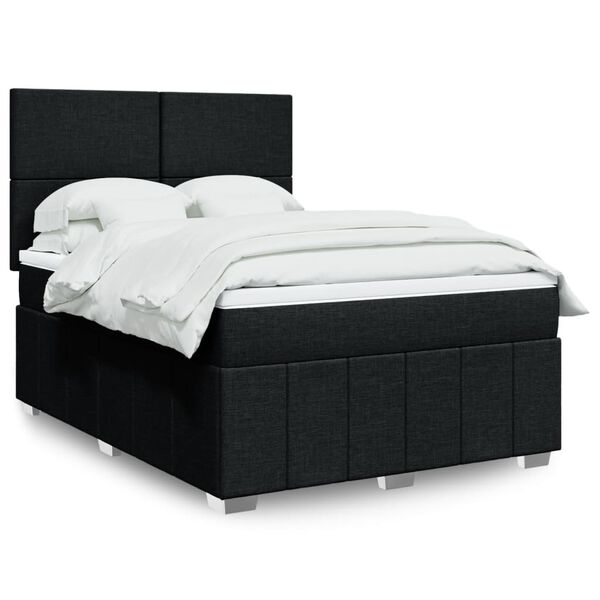 vidaXL Sommier &agrave; lattes de lit avec matelas Noir 140x190 cm Tissu