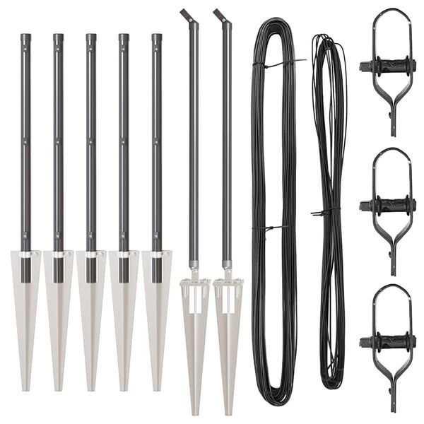 vidaXL Poteau de cl&ocirc;ture. 7 pcs Gris Acier