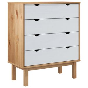 vidaXL Commode OTTA Marron et blanc 76,5x39,5x90 cm Bois de pin massif