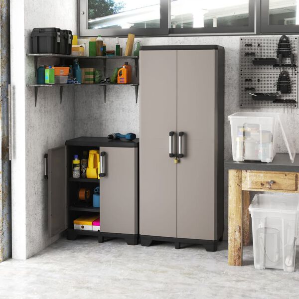 Keter Armoire de rangement avec étagères Pro noir et gris