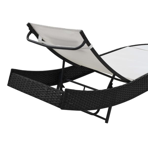 vidaXL Chaise longue avec oreiller R&eacute;sine tress&eacute;e Noir