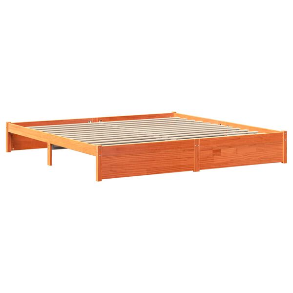 vidaXL Lit Biblioth&egrave;que avec stockage 2 pcs Cire marron 200 x 200 cm