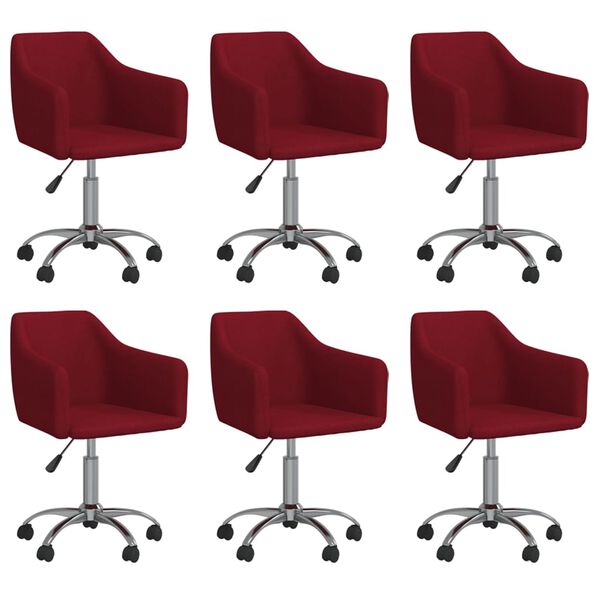 vidaXL Chaises pivotantes &agrave; manger lot de 6 Rouge bordeaux Tissu