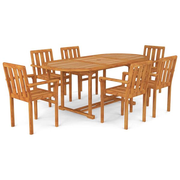 vidaXL Ensemble &agrave; manger de jardin 7 pcs Bois de teck massif