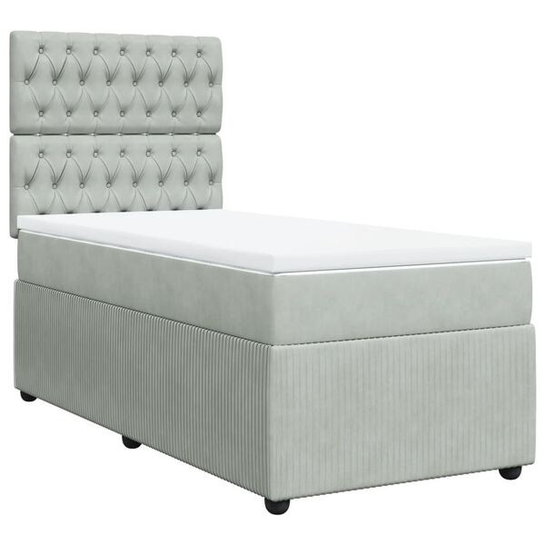 vidaXL Sommier &agrave; lattes de lit et matelas Gris clair 90x190 cm Velours