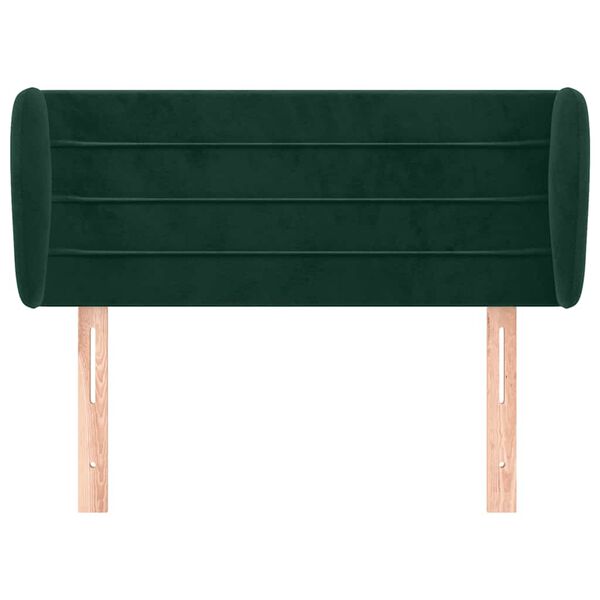 vidaXL T&ecirc;te de lit avec oreilles Vert fonc&eacute; 103x23x78/88 cm Velours