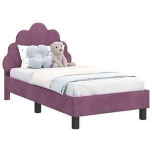 vidaXL Cadre de lit pour tout-petit avec t&ecirc;te de lit Pourpre Velours