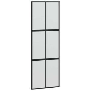 vidaXL Porte coulissante noir 76x205 cm verre tremp&eacute; aluminium