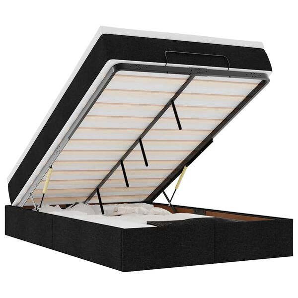 vidaXL Cadre de lit ottoman avec matelas noir 120x200cm tissu