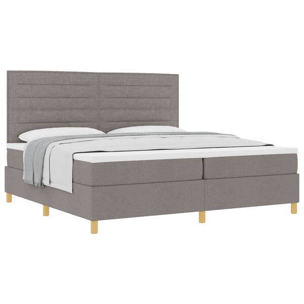 vidaXL Lit &agrave; ressorts avec matelas Taupe 200 x 200 cm tissu