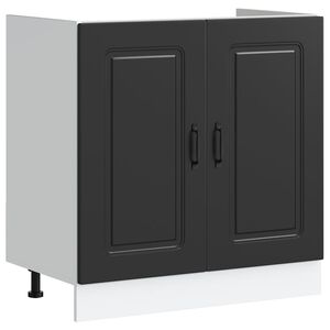 vidaXL Meuble bas pour &eacute;vier Kalmar noir 80x46x81,5 cm bois ing&eacute;nierie