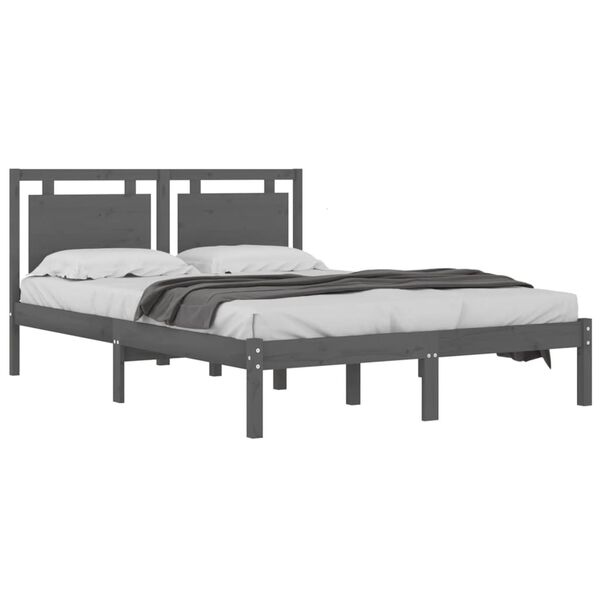 vidaXL Cadre de lit sans matelas gris 200x200 cm bois massif