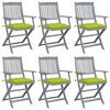 vidaXL Chaises pliables d'ext&eacute;rieur lot de 6 et coussins Bois d'acacia